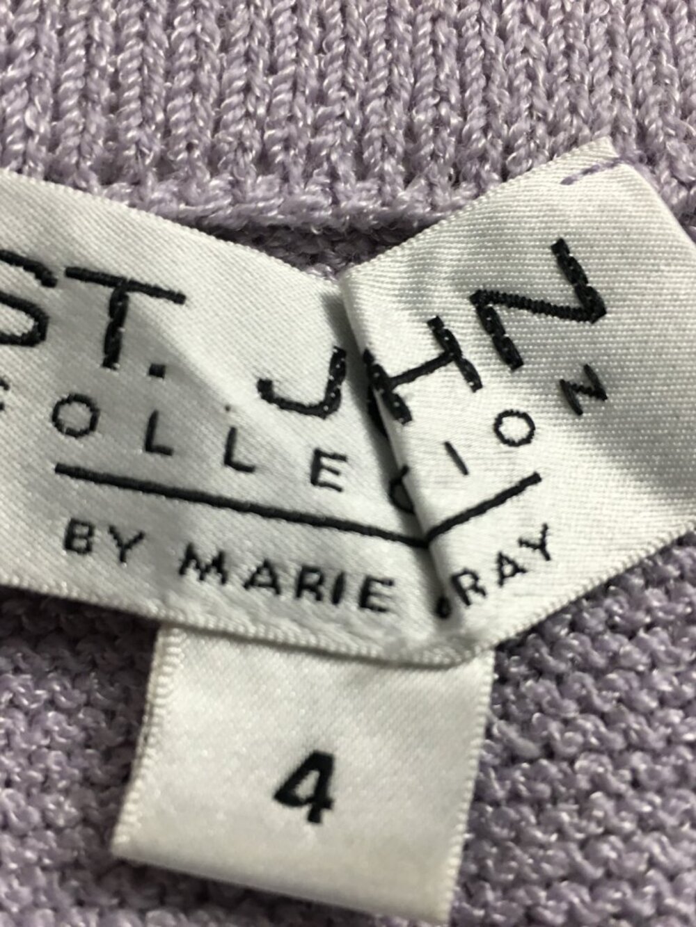 BEAUTIFUL St John collection knit lavender purple jacket skirt suit size 4 - Picture 9 of 9